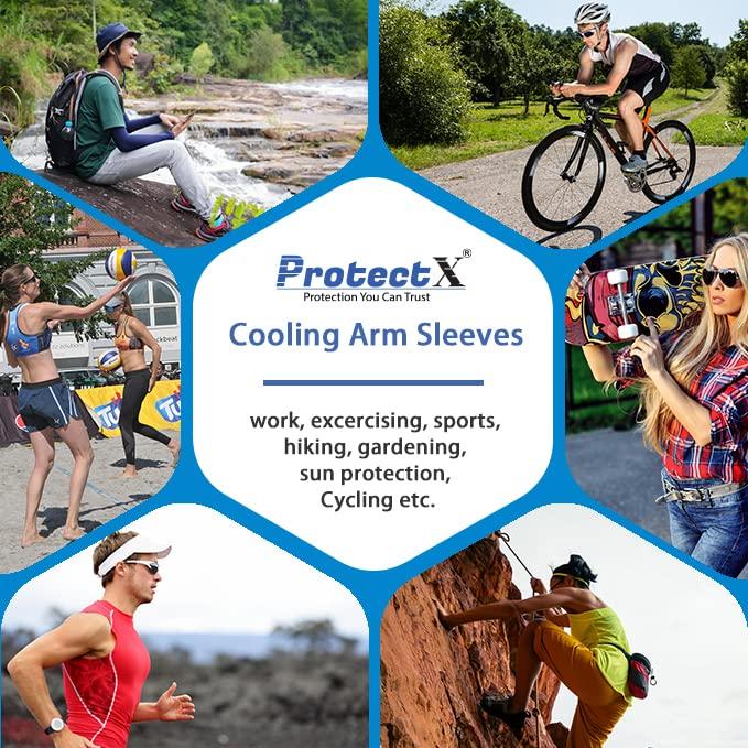 ProtectX Sun Protection UV Cooling Arm Sleeves for Men Women - Breathable, Moisture-Wicking, Compression sport arm