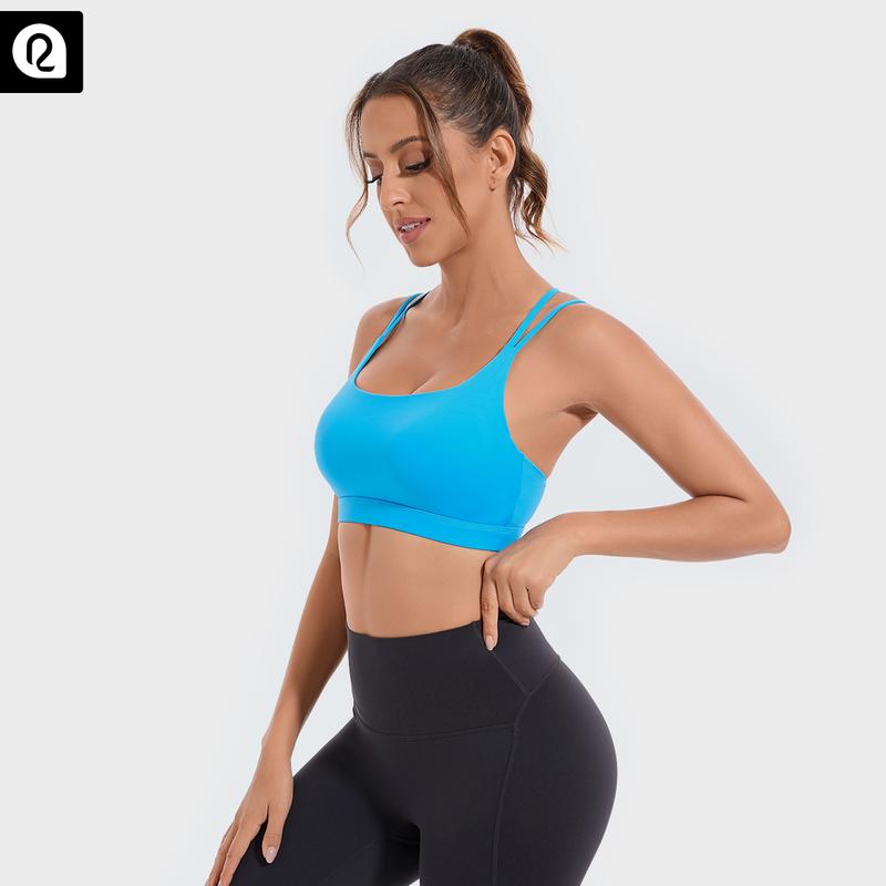 RUNNING GIRL Buttery Soft Sports Bra | Ultra-Stretch High Support Built-in Bra | Moisture-Wicking Strappy Back Design