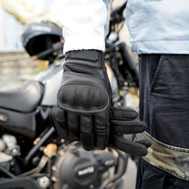 Motorcycle Full Finger Gloves, 1 Pair Touchscreen PU Leather Motorcycle Gloves, Rider Protective Gear for Cycling Riding Camping Working Outdoor