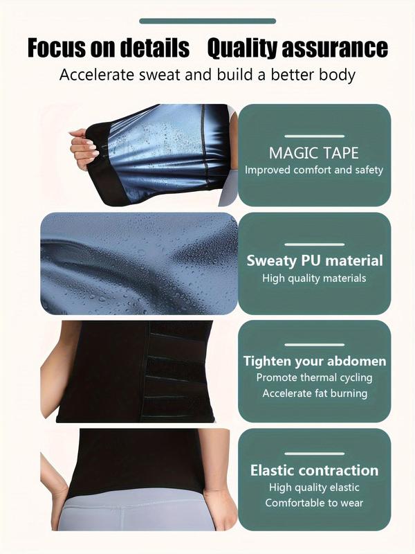 Women's Solid Short Sleeve Velcro Wrap Sauna Top, Tummy Control Shapewear Top, Sauna Sweat Top for Workout Gym Fitness