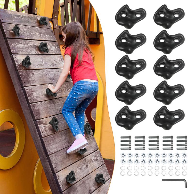 10PCS Rock Climbing Holds for Kids Climber,Adult Rock Climbing Stones,Indoor and Outdoor Rock Wall Climbing Kit with Mounting Hardware for Playground PlaySet Building