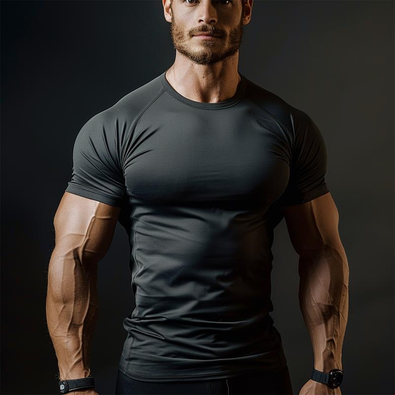 BRISIRA Workout Shirts Short Sleeve Athletic Shirt Gym Basketball Undershirt Breathable Stretchy Shrinkless