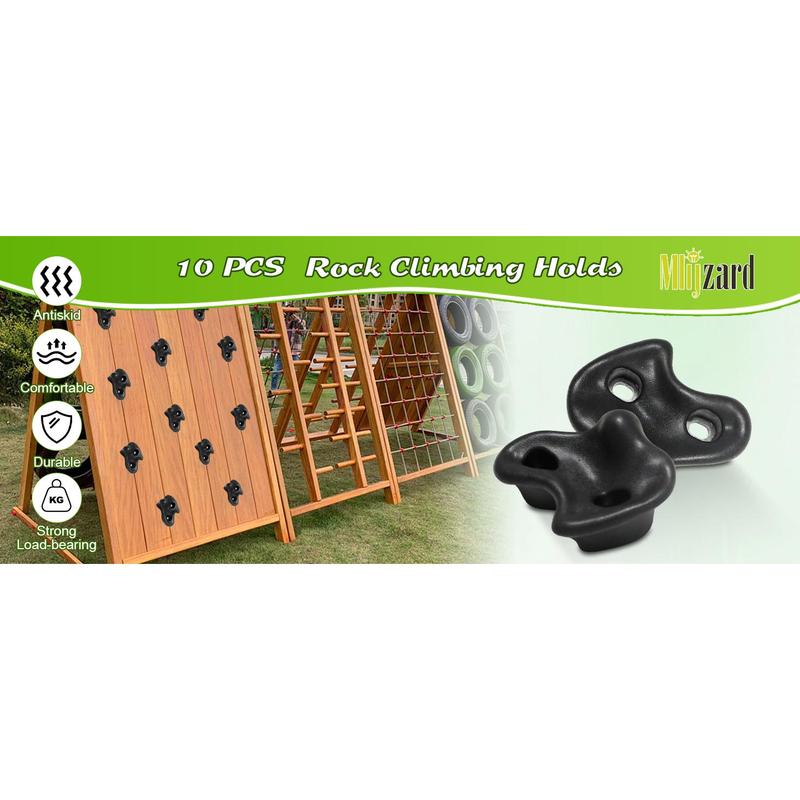 10PCS Rock Climbing Holds for Kids Climber,Adult Rock Climbing Stones,Indoor and Outdoor Rock Wall Climbing Kit with Mounting Hardware for Playground PlaySet Building