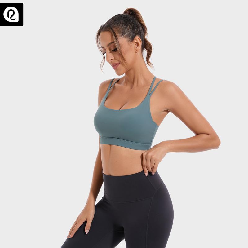 RUNNING GIRL Buttery Soft Sports Bra | Ultra-Stretch High Support Built-in Bra | Moisture-Wicking Strappy Back Design