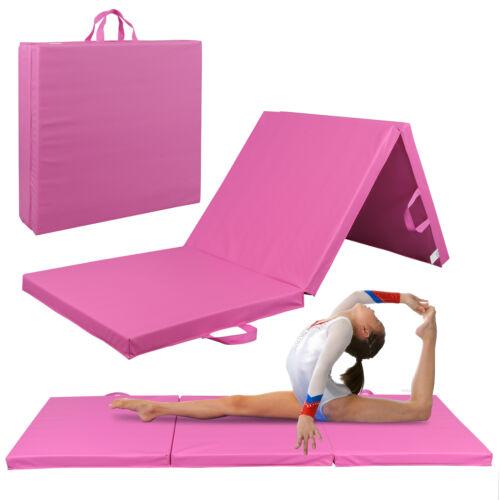 Answer E Gymnastic Mat Tri-Fold Folding Thick Exercise Mat Tumbling Gym Mat w Handle Pink