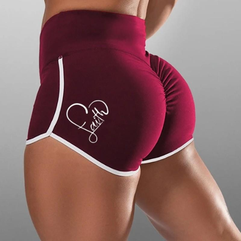 2024 Europe and the United States women plus size sexy solid color printed high waist sports running tight hip lift shorts