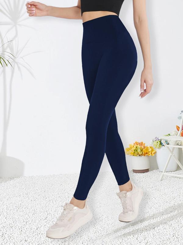 Women's Solid High Waist Leggings, Casual Comfy Skinny Pants for Yoga Gym Workout, Ladies Sportswear Bottoms for All Seasons