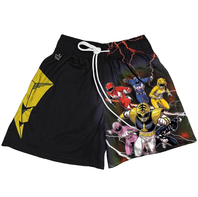 Mighty Morphin Power Rangers Shorts Knee Pants for Athletic Workout and Walking, Unisex Shorts with Four Pockets