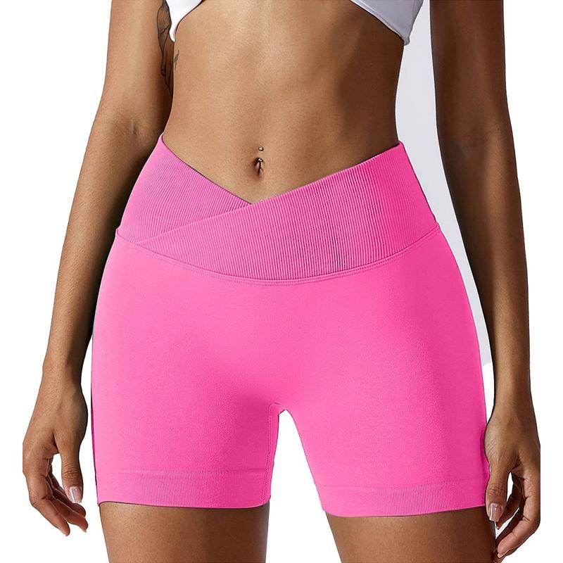 OVESPORT Women 's Gym Shorts  Scrunch Butt Lifting Workout V-shaped Back Waist Gym Shorts High Waist Yoga Short Athletic Leggings High-Waisted Lycra