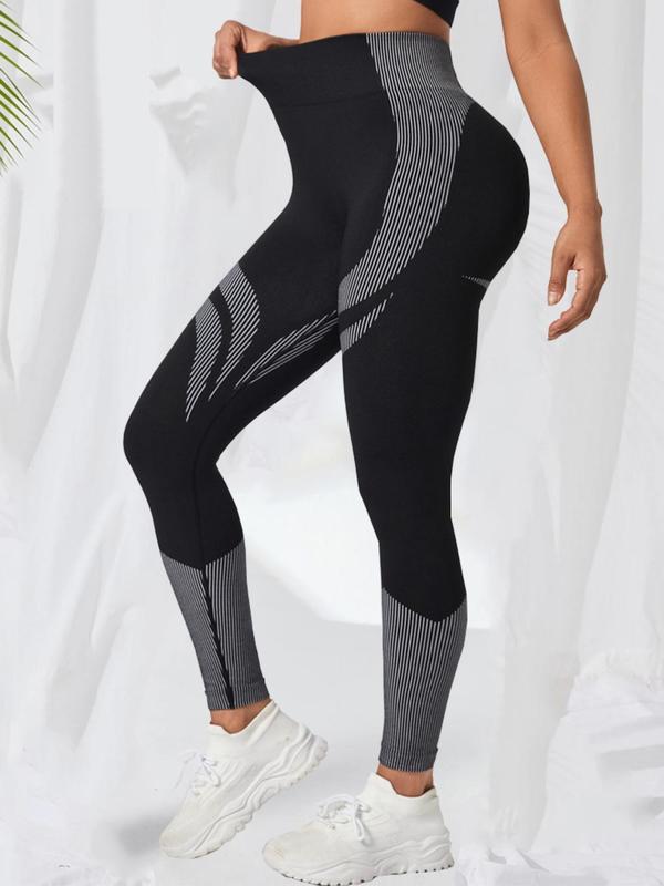 Women's Colorblock High Waist Quick Dry Leggings, High Stretch Seamless Yoga Leggings, Ladies Sportswear Clothing for Workout Gym Exercise