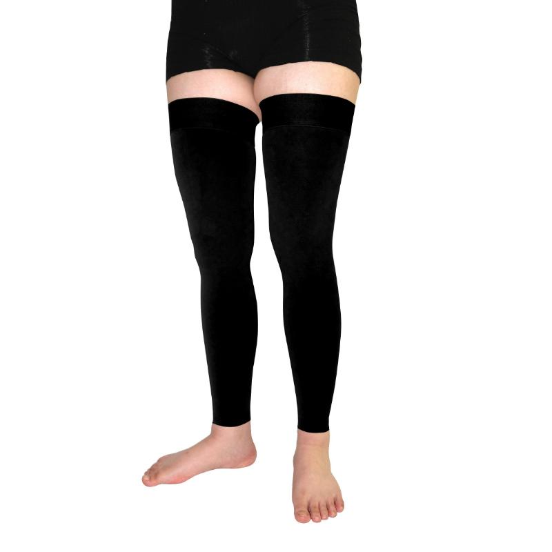 High-Thigh Compression Socks with Silicone Grip - Toeless, Ideal for Running, Yoga, Travel & Work