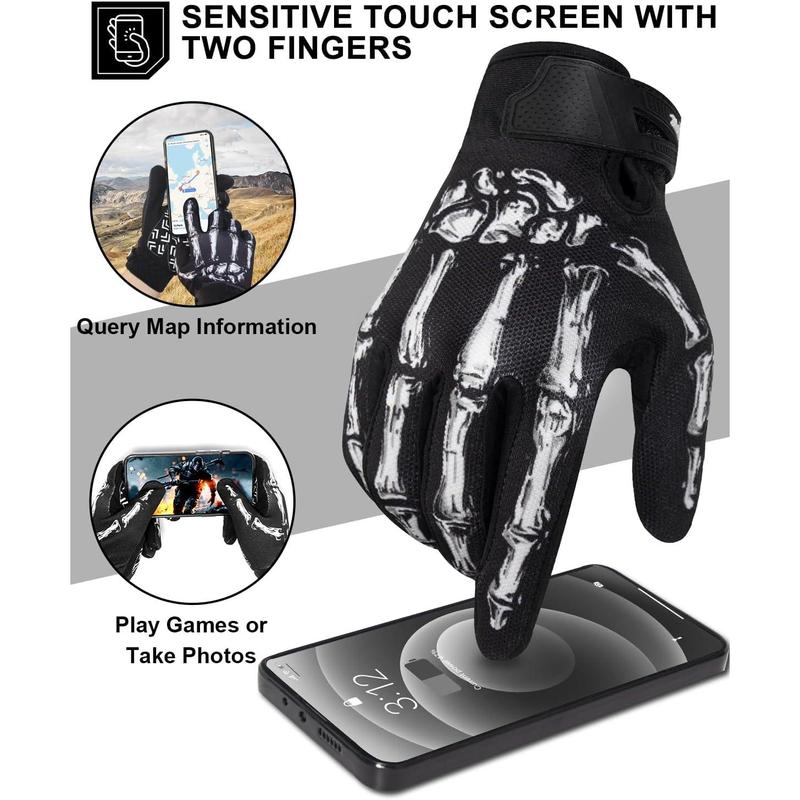 Touchscreen Non-Slip Skeleton Gloves for Men and Women, Joker Gloves for Cycling, Dirt Bike, Mountain Bike and Riding