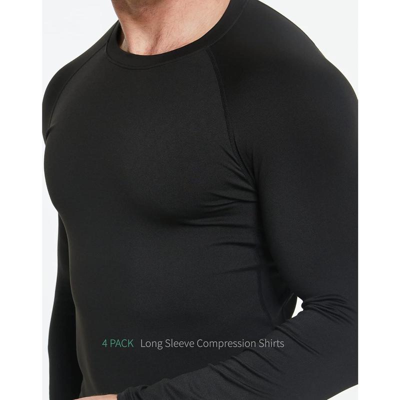 5 Or 4 Pack Men's Compression Shirt Long Sleeve UPF SPF Rash Protection Workout Base Layer Bottoming Shirt Equipment