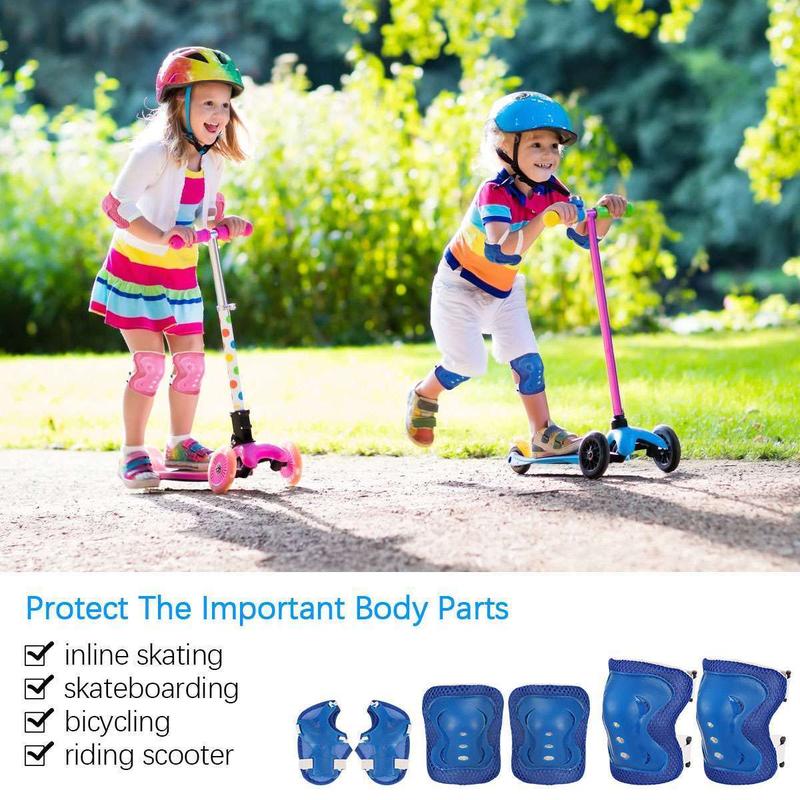 6Pcs Kids Skating Protective Gear Set Wrist Elbow Knee Pads Bike Skateboard Set