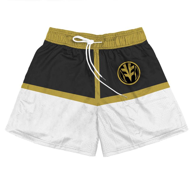 White Ranger Mighty Morphin Power Rangers Gym Shorts Workout Sport Knee Pants with Pockets