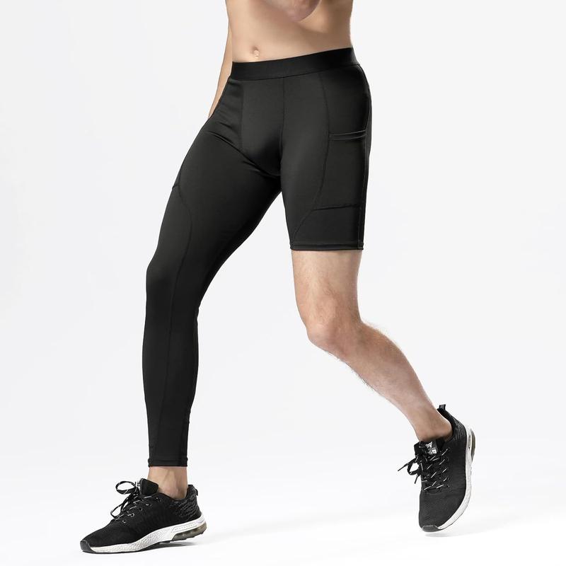 Men’s One Leg Compression Pants  Length Tight Basketball 1 2 Single Leg Long Pant Base Layer Leggings