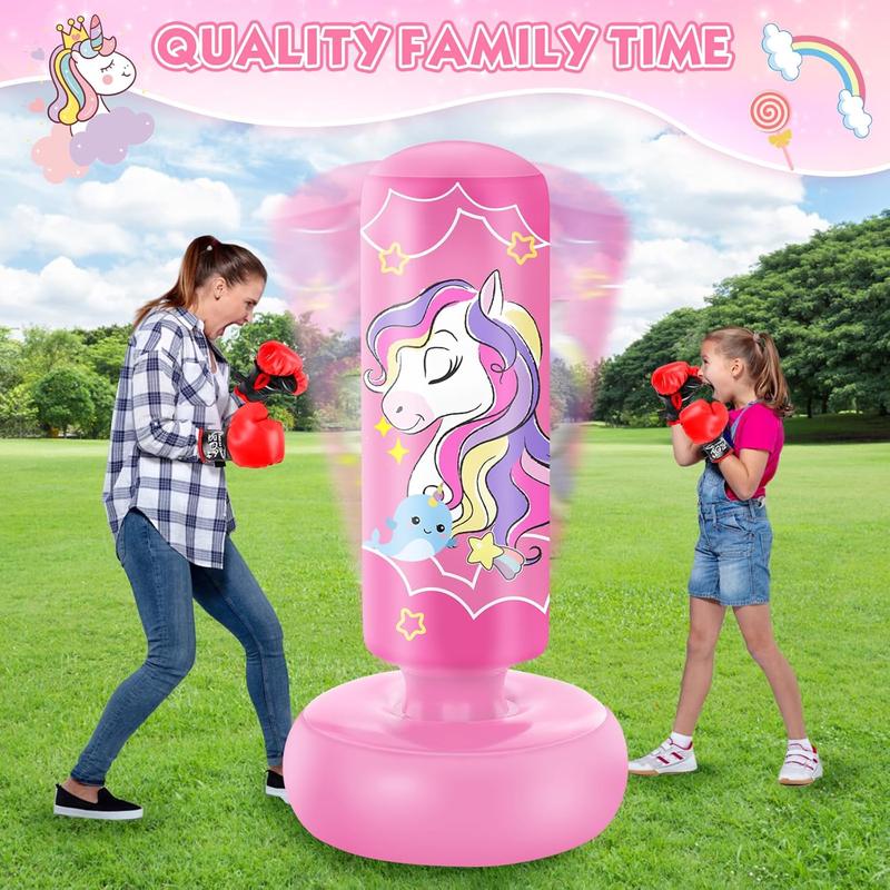 66 Inch Inflatable  Punching Bag with Boxing Gloves, Freestanding Boxing Bag, Stand  Punching Bag , Bounce- Bag Gifts for , Girls, Boxing Set for Practicing Karate, Taekwondo, MMA