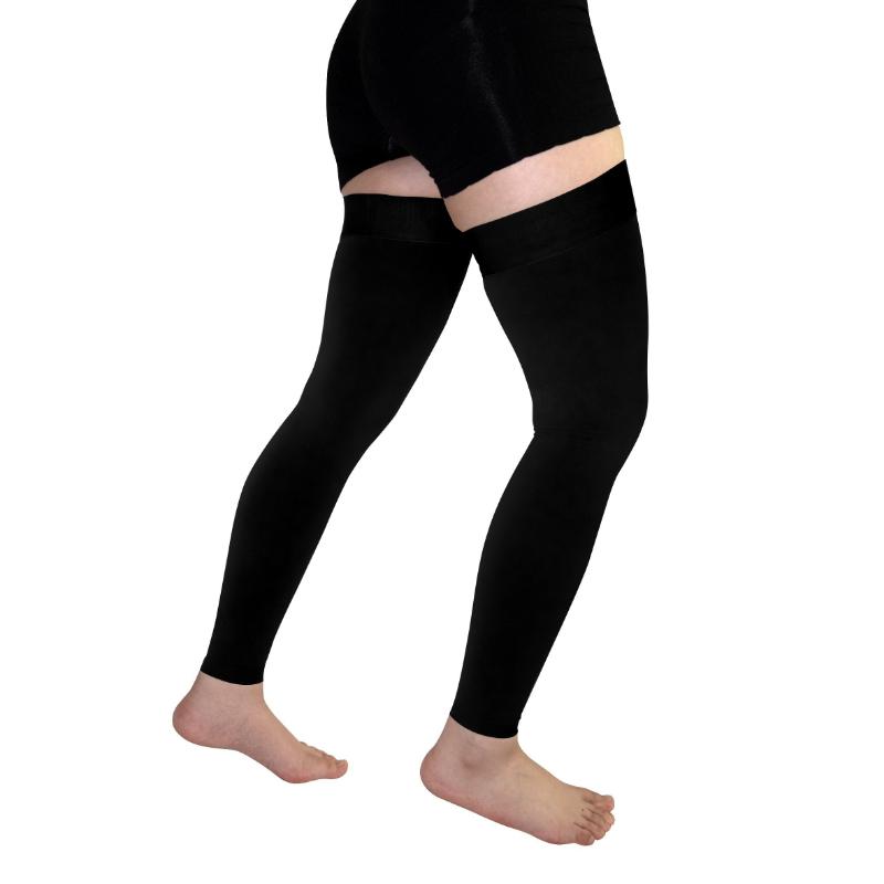 High-Thigh Compression Socks with Silicone Grip - Toeless, Ideal for Running, Yoga, Travel & Work