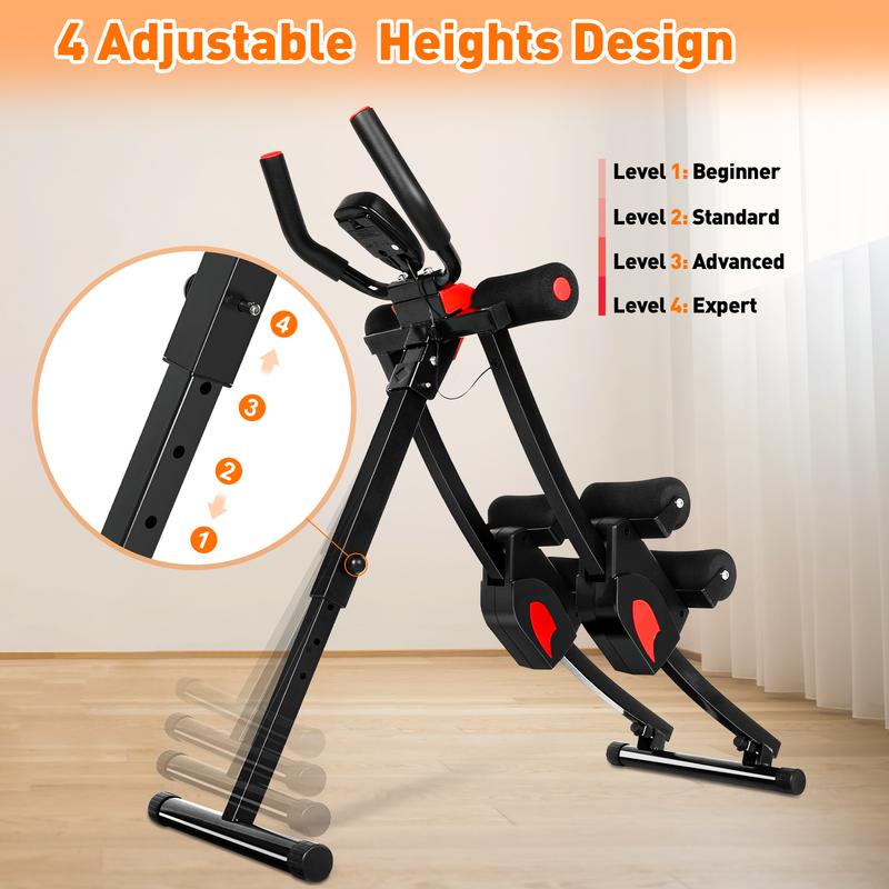 Bearbo Fitness Ab Machine, 4 Adjustable Resistance Levels Ab Workout Equipment for Home Gym, Height Adjustable Ab Trainer, Foldable Fitness Equipment.440lbs Weight Capacity