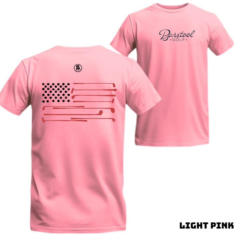 Barstool Golf T-Shirt with Patriotic Golf Clubs and Flag Design for Men - Perfect for American Golf Enthusiasts - Menswear, Top