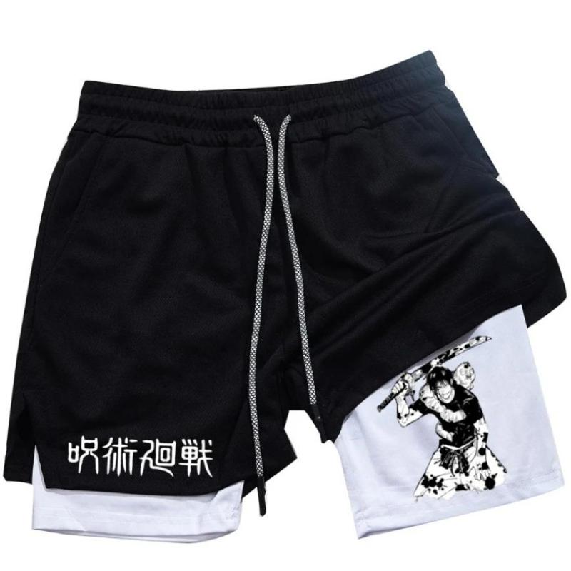 2 in 1 Jujutsu Gojo Quick Dry Shorts Running Training Joggers Fitness Gym Sports For Men