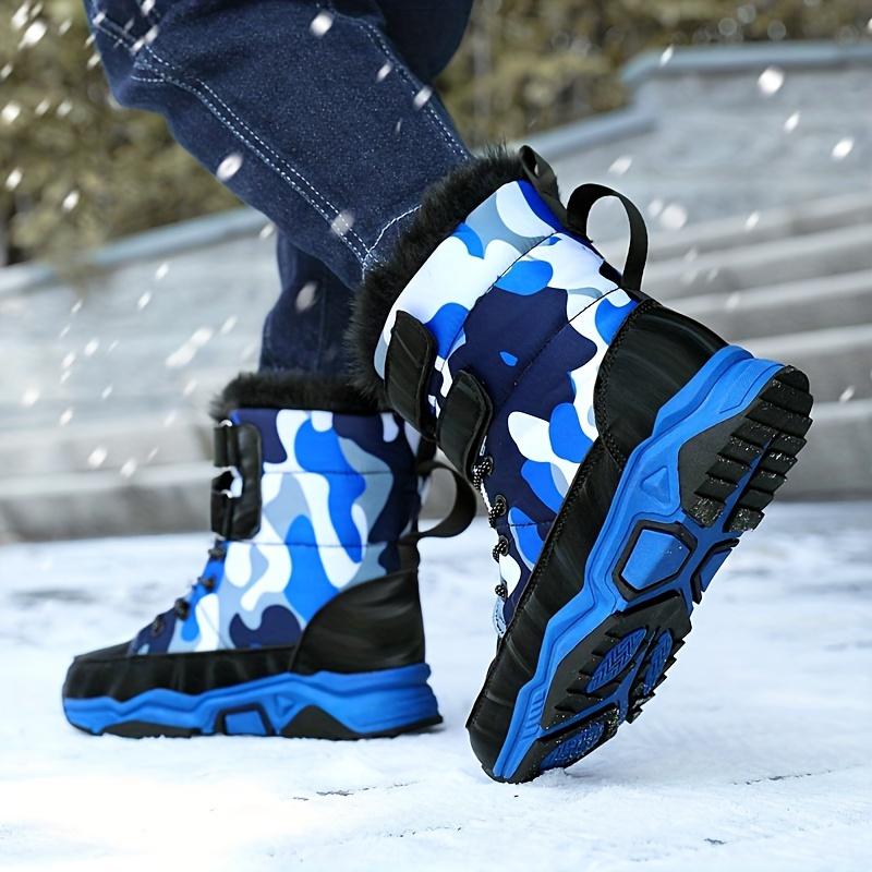 Boy's Camouflage Hiking Boots, Warm Plush Lining Durable Non-Slip Comfortable Snow Boots Outdoor Shoes For Hiking Climbing Hunting Trekking, Fall Winter