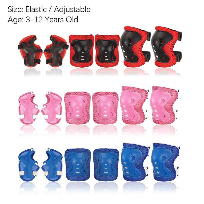 6Pcs Kids Skating Protective Gear Set Wrist Elbow Knee Pads Bike Skateboard Set