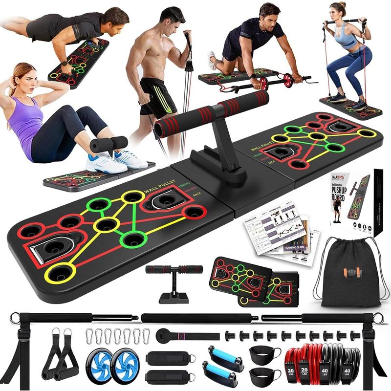 Push Up Board with Sit up Stand. Multifunctional Push Up Board with Resistance Bands, portable exercise equipment, Strength  Equipment, Push Up Handles for  Pushups, Home Fitness for Men