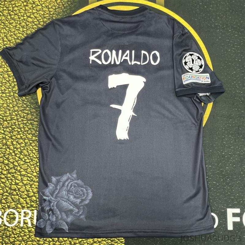 2324  Y3 black Ronaldo NO.7 Short Sleeve Soccer Jersey