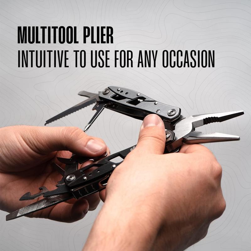 Multitool Plier - 12 In 1 Stainless Steel Pocket Multi Tool With Durable Sheath For Camping,  Gear - Safety Locking Camping Accessories With , Bottle Opener,  by