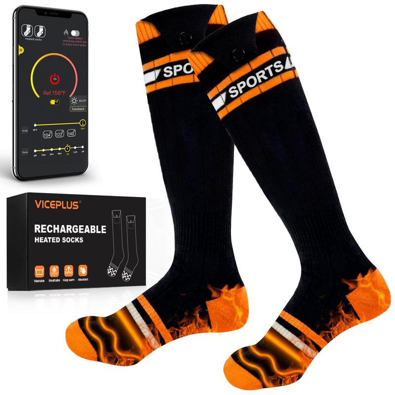 Rechargeable Heated Socks for Men Women, Heat Up to 158F with 2x 6000mAh Batteries, App and Battery Control Foot Warmer Heater Winter Ski Socks