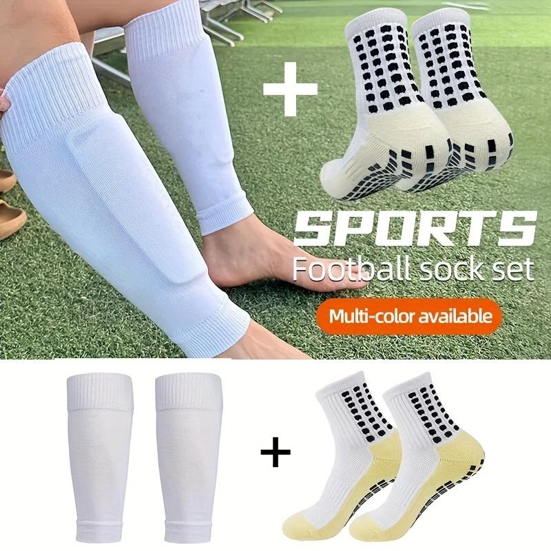 2 4 6 8 counts of Men's Non-Slip Football Socks, Knee Pads Calf Sleeves, Soccer Socks & Leg Warmers Socks Sports Set, for Football, Basketball Running