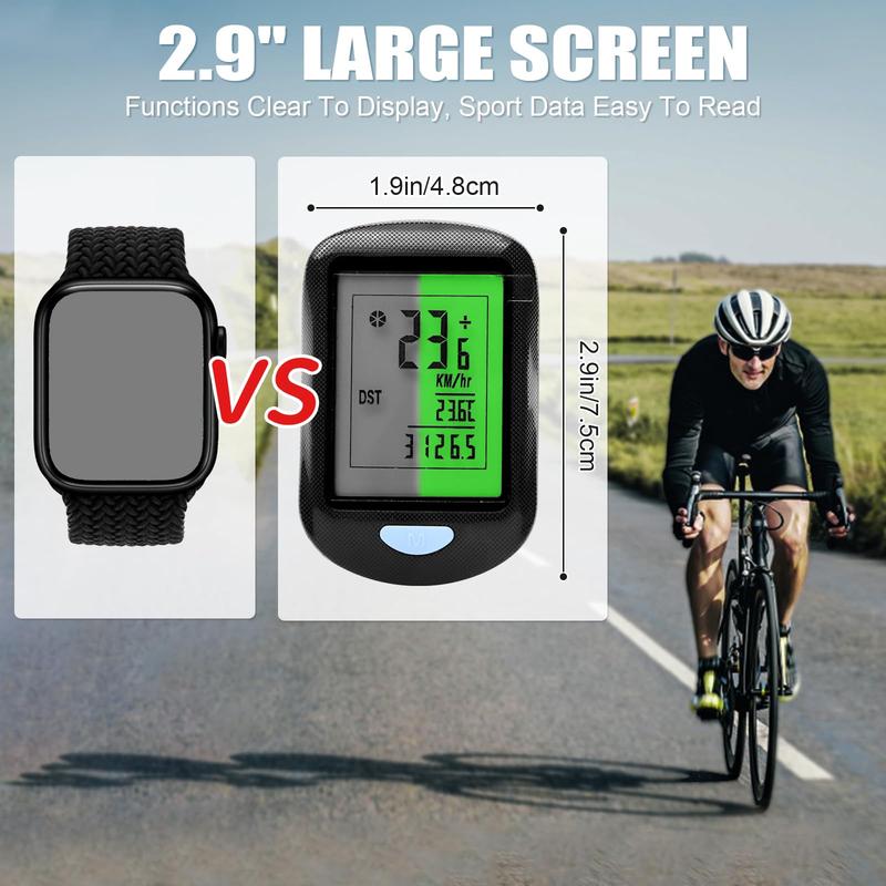 CYFIE Bike Computer Wireless, Multi-Functions Waterproof Bike Odometer and Speedometer mph, Cycling Speed Tracker with 2.9'' LCD Screen Backlight, Valentine's Gift for Bicyclist, Men, Women, Kids