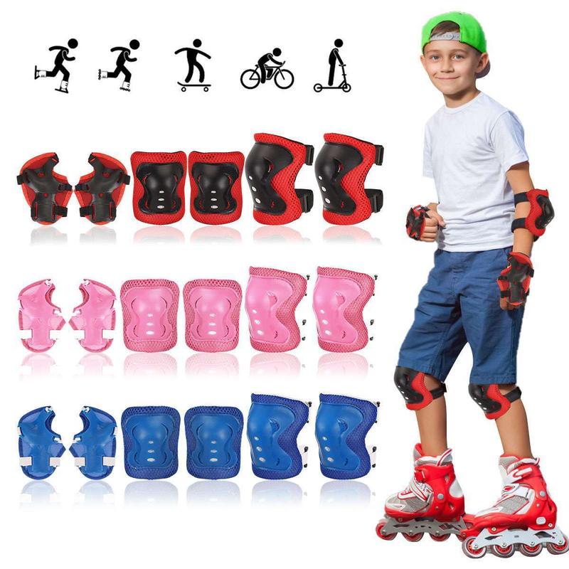 6Pcs Kids Skating Protective Gear Set Wrist Elbow Knee Pads Bike Skateboard Set