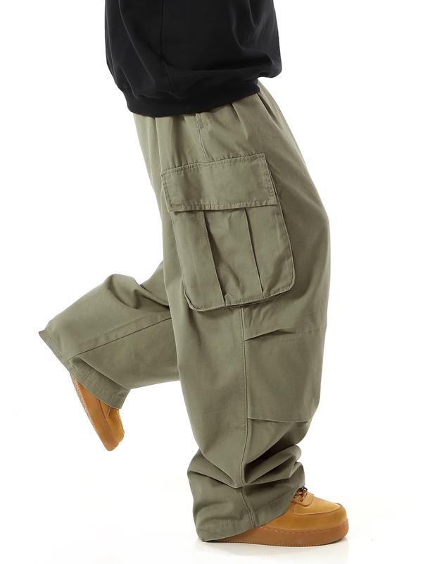 Drawstring Waist Pocket Side Loose Cargo Pants Baggy Joggers