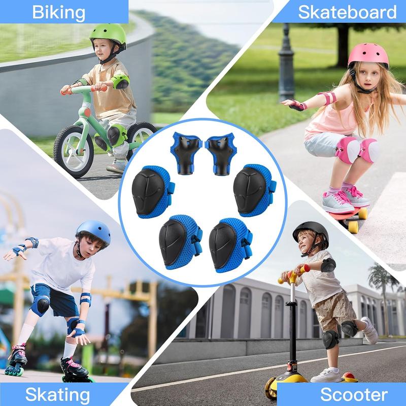 WayE 6PCS Kids Protective Gear Set, Knee Pads for Kids 3-10 Years Old, Toddler Knee Pads and Elbow Pads, Wrist Guards Set, Skating Cycling Bike Rollerblading Scooter, Upgraded & Durable Material