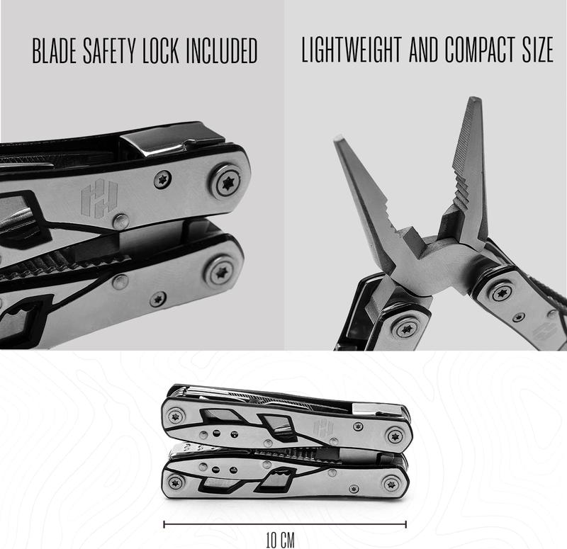 Multitool Plier - 12 In 1 Stainless Steel Pocket Multi Tool With Durable Sheath For Camping,  Gear - Safety Locking Camping Accessories With , Bottle Opener,  by