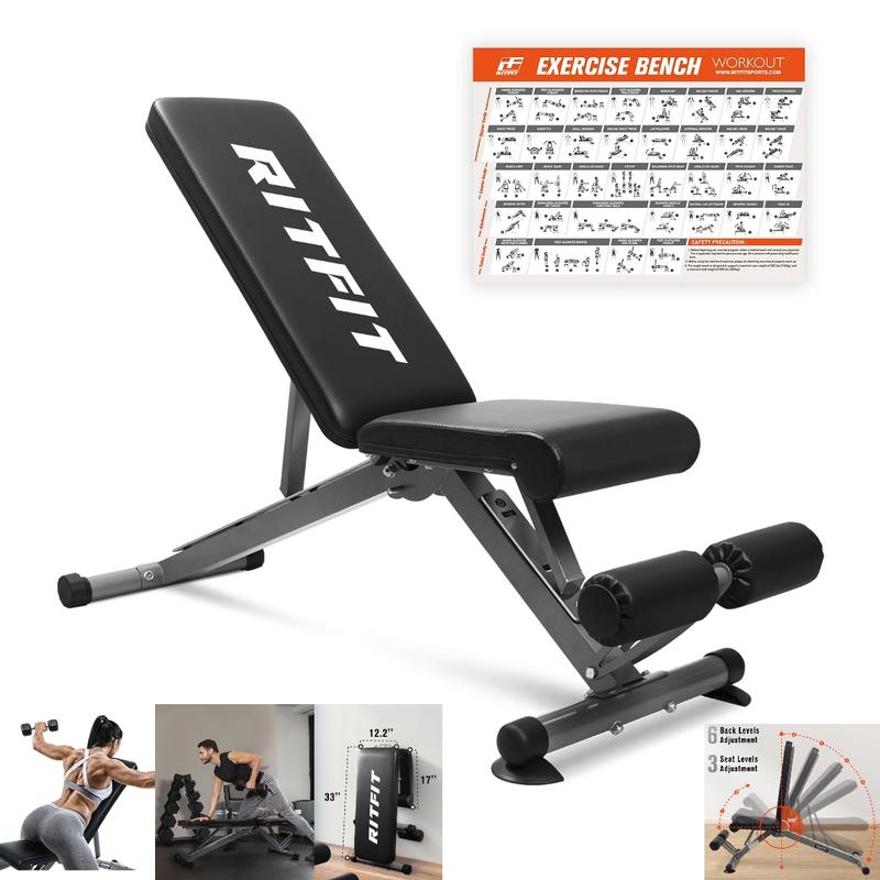 RitFit PWB01 Adjustable Foldable Weight Bench Adjustable Foldable Adjustable Incline