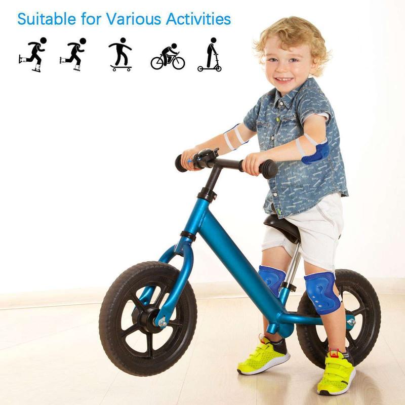 6Pcs Kids Skating Protective Gear Set Wrist Elbow Knee Pads Bike Skateboard Set