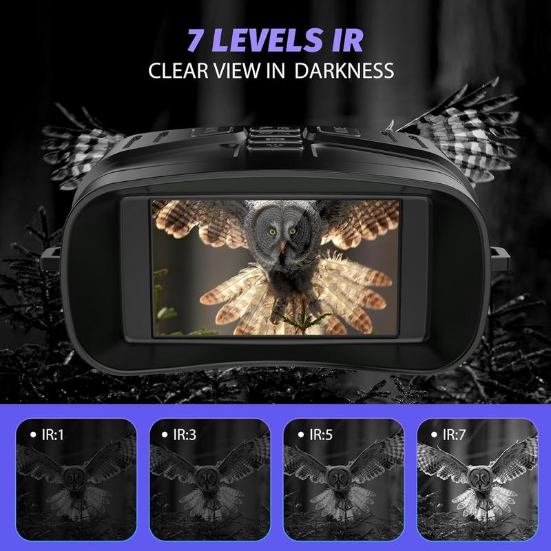 4K Night Vision Goggles for Adults - 3-In-1 Large Screen Binoculars for Wildlife Observation, Camping, Security, and Hurting - USB Rechargeable