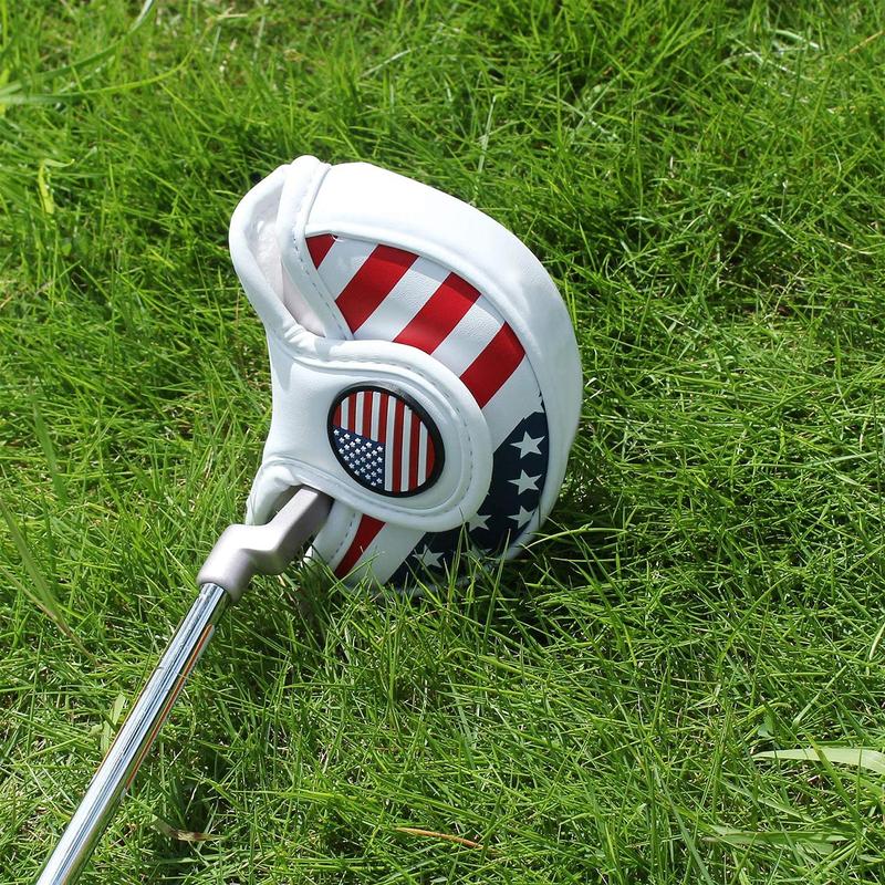 Golf Putter Head Cover, Magnetic Closure American Flag Pattern Golf Putter Head Cover, Golf Accessories for Men & Women