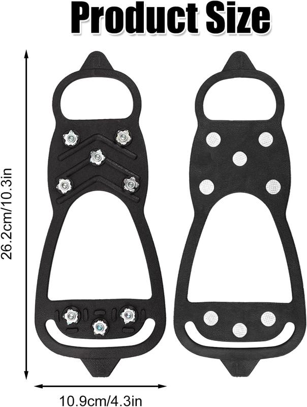 2 Pair Ice Cleats, Universal Non Slip Gripper Spikes Winter Ice Snow Spikes Grips Crampons Traction Cleats Anti-Skid Footwear for Shoes and Boots for Walking Hiking Climbing