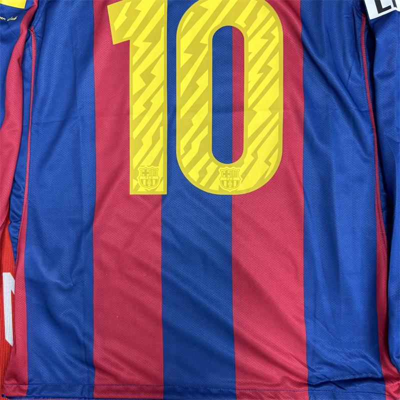 Soccer Jersey Fans Version Home kit Messi #10 Blue and Red Long Sleeves Barcelona