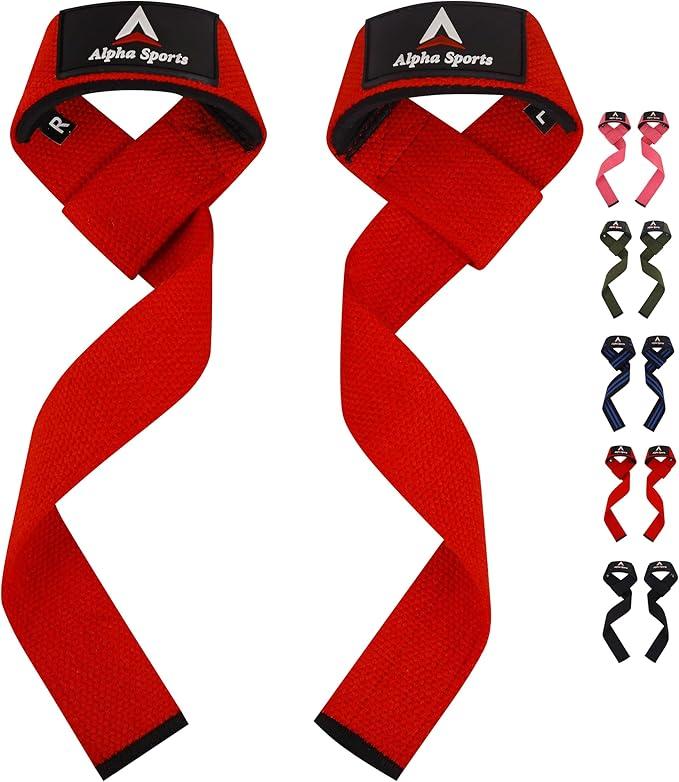 Alpha Sports Gym Lifting Straps for weightlifting, Gym wrist straps for power lifting, heavy weightlifting, deadlifting, 24” cotton straps with 4mm neoprene padding for men and women