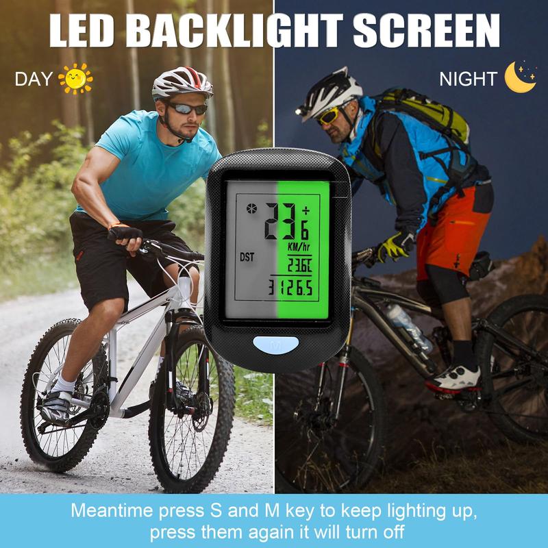 CYFIE Bike Computer Wireless, Multi-Functions Waterproof Bike Odometer and Speedometer mph, Cycling Speed Tracker with 2.9'' LCD Screen Backlight, Valentine's Gift for Bicyclist, Men, Women, Kids