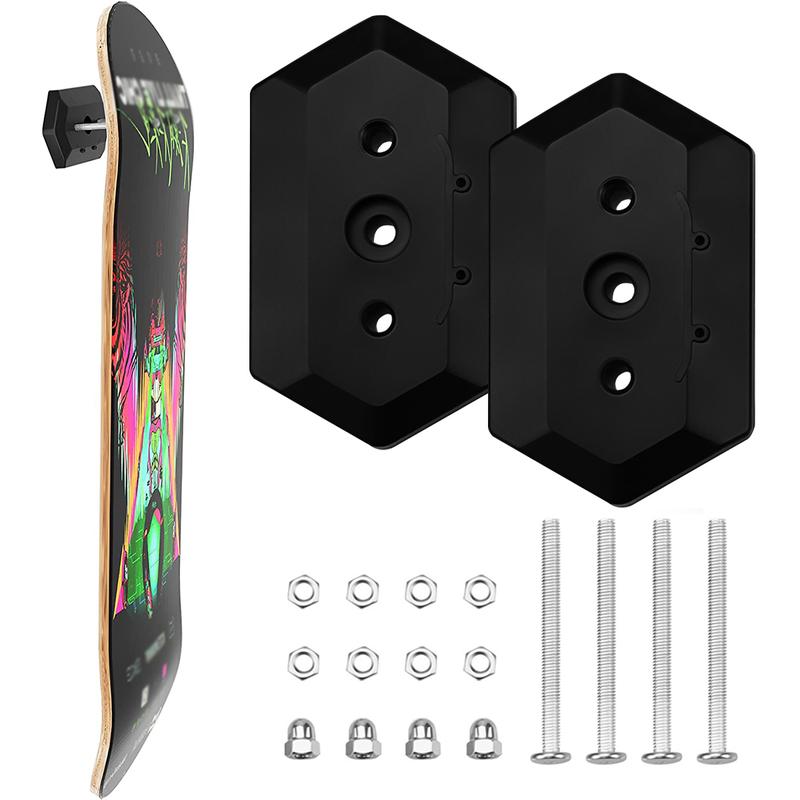 2 Counts Skateboard Wall Mount with Screw Floating Hanger Mount Hanging Stand Holder for Longboard Guitar Snowboard Display Storage Decoration