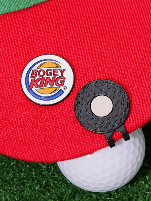 Bogey King Cartoon Style Letters Pattern Golf Hat Clip, Golf Magnetic Ball Marker, Fashion Accessories for Men & Women