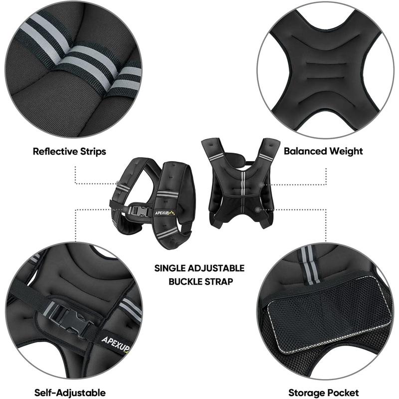 Weighted Vest Men 5lbs 10lbs 15lbs 20lbs 25lbs 30lbs Weights with Reflective Stripe, Weighted vest for Women Workout Equipment for Strength Training Running