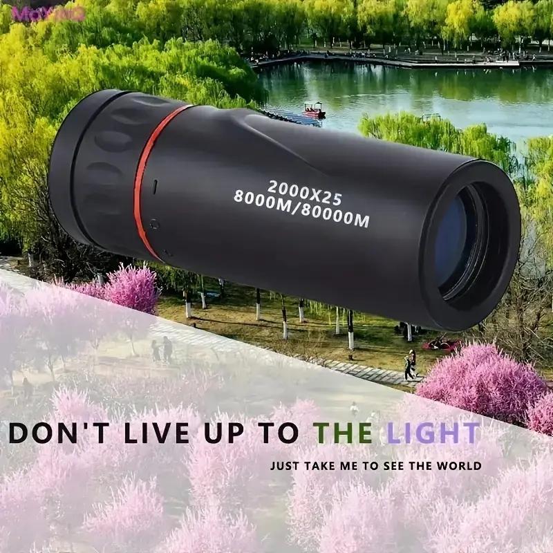 2000*25 High-power Magnifying Monocular Telescope, Portable Mini Multi-purpose Telescope, Single Tube Telescope for Outdoor Camping, Hunting, Fishing