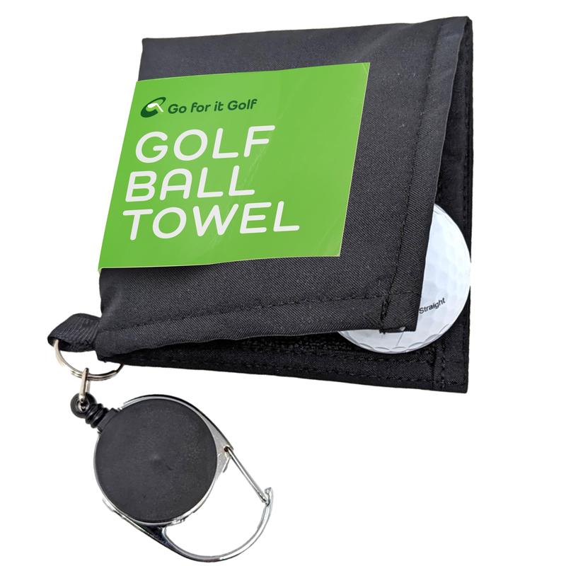 Go For It Golf Golf Ball Towel - Dry-Outside Moist-Inside Dual Layer Function with Retractable Clip 30 Inch long - Absorbent Cleaner for Golf Balls and Clubs golf  equipment